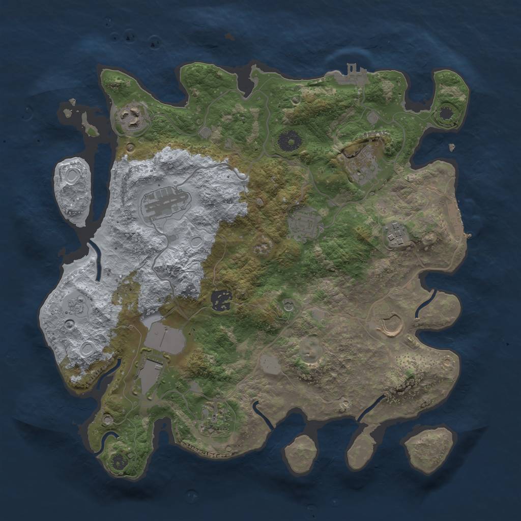Rust Map: Procedural Map, Size: 3500, Seed: 6272604, 18 Monuments