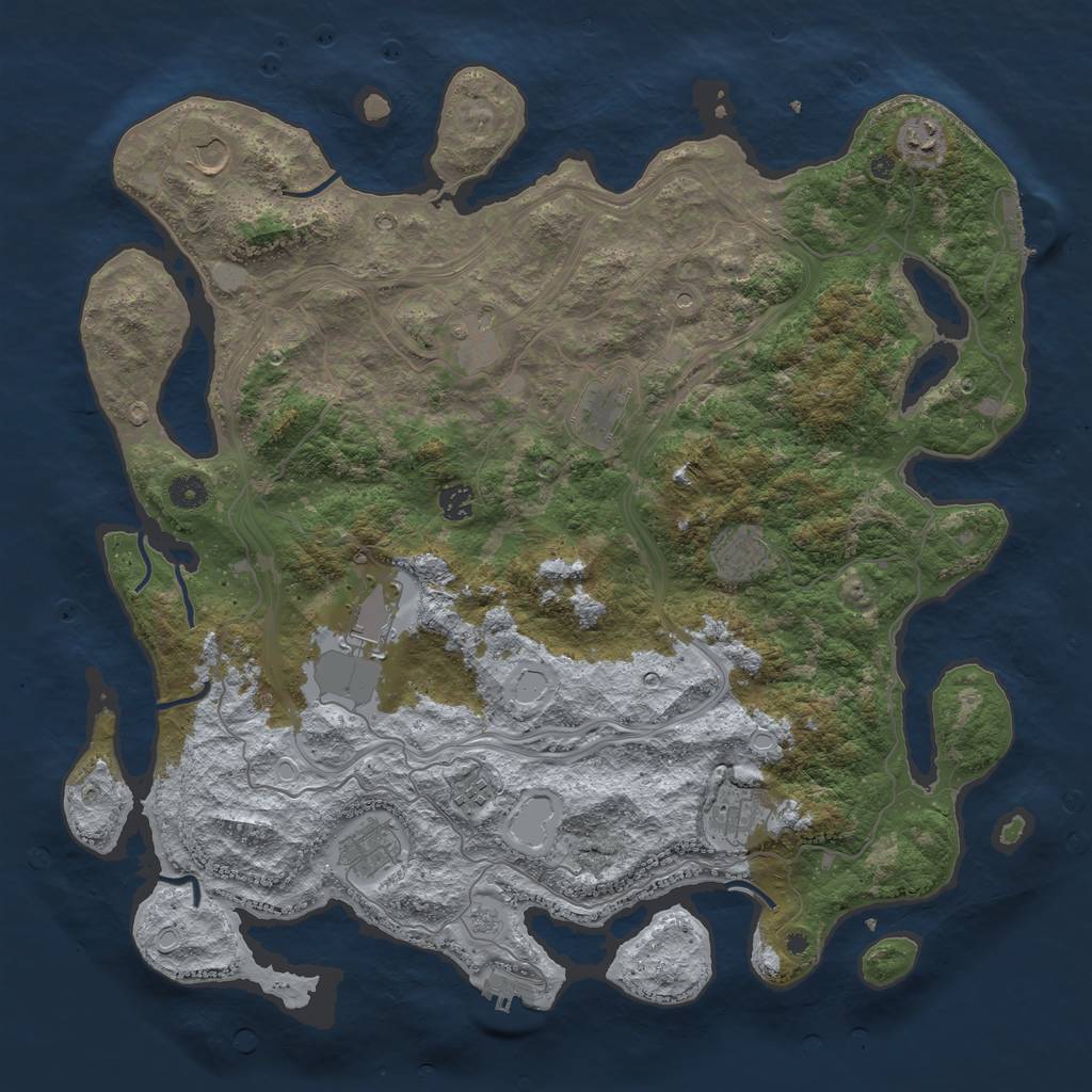 Rust Map: Procedural Map, Size: 4500, Seed: 54659684, 19 Monuments