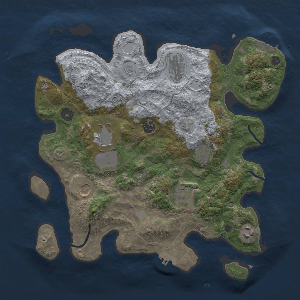 Rust Map: Procedural Map, Size: 3500, Seed: 2062359885, 16 Monuments