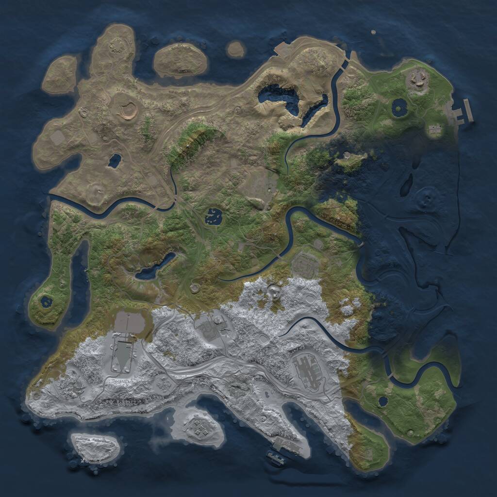 Rust Map: Procedural Map, Size: 4250, Seed: 68449, 16 Monuments