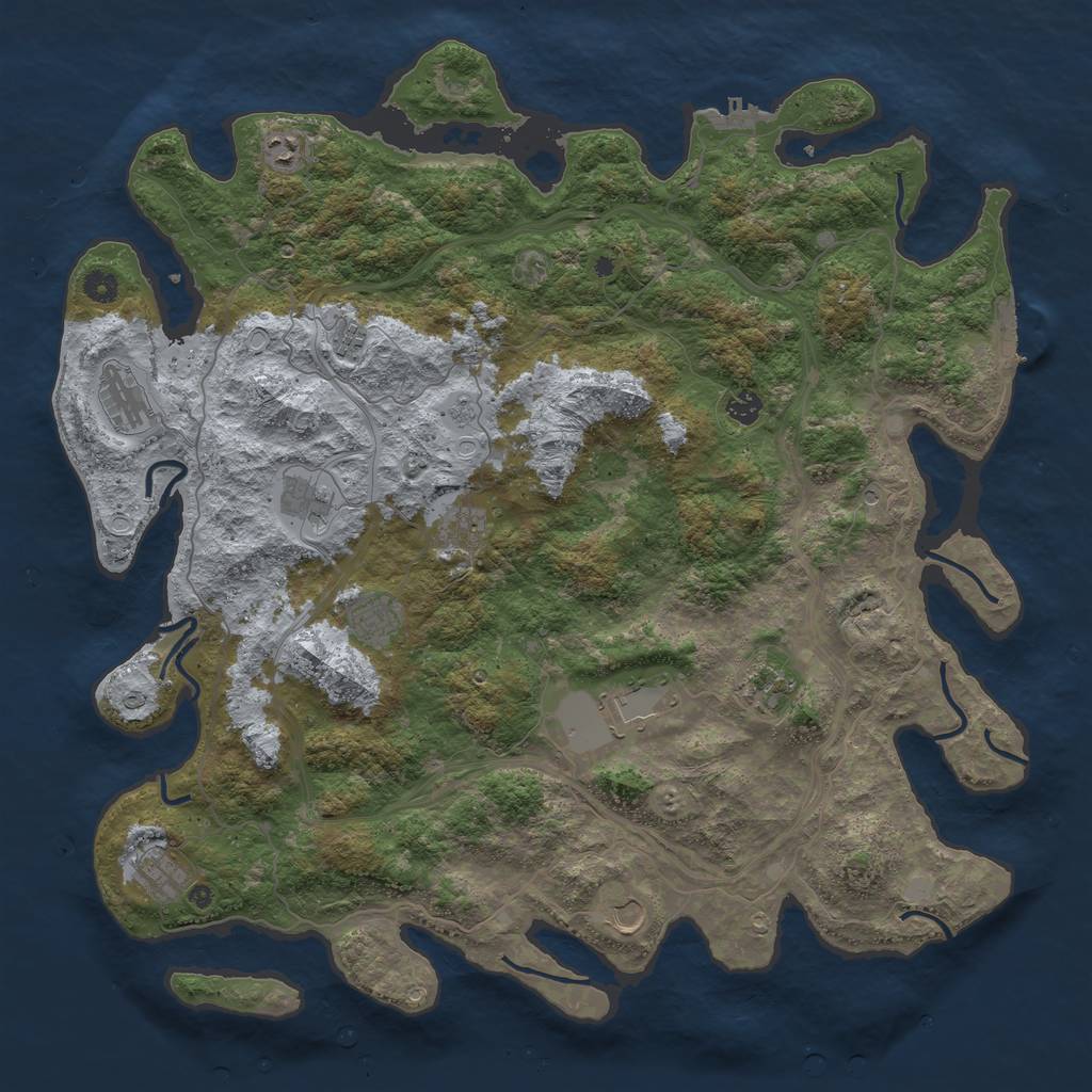 Rust Map: Procedural Map, Size: 4800, Seed: 1693832170, 20 Monuments