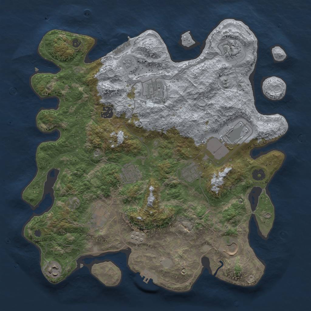 Rust Map: Procedural Map, Size: 3700, Seed: 723125376, 19 Monuments