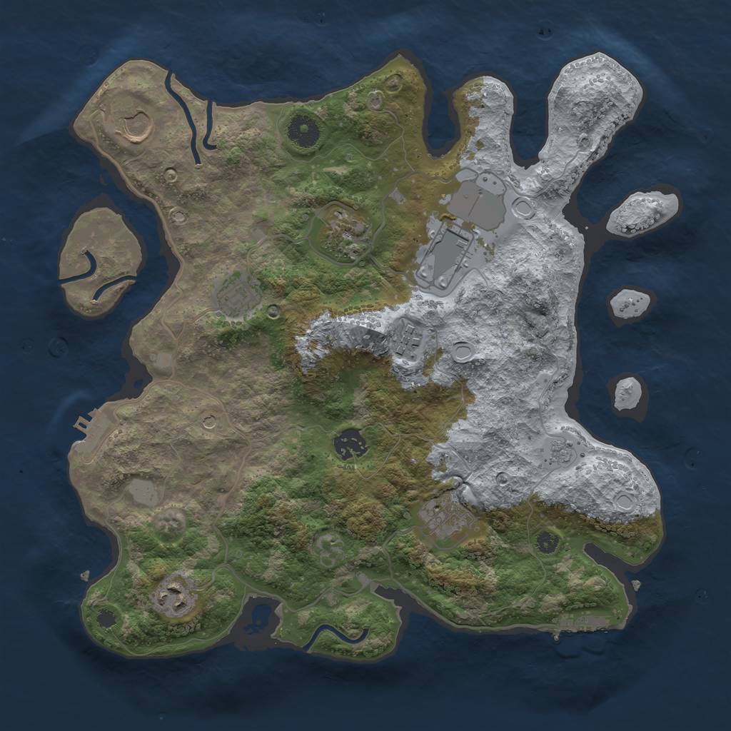 Rust Map: Procedural Map, Size: 3500, Seed: 955540247, 17 Monuments