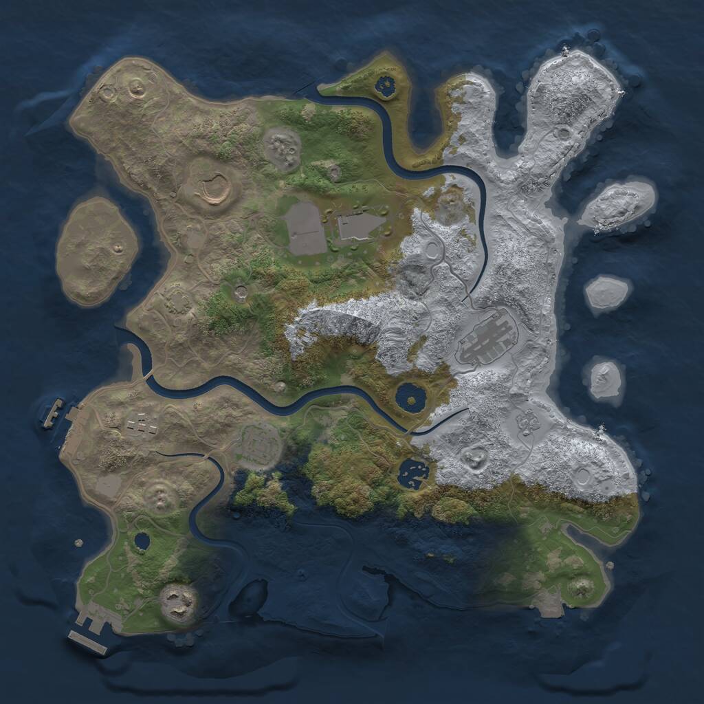 Rust Map: Procedural Map, Size: 3500, Seed: 955540247, 13 Monuments