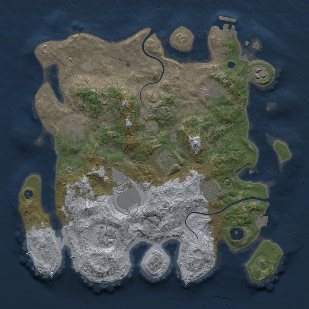Rust Map: Procedural Map, Size: 3500, Seed: 371454, 13 Monuments