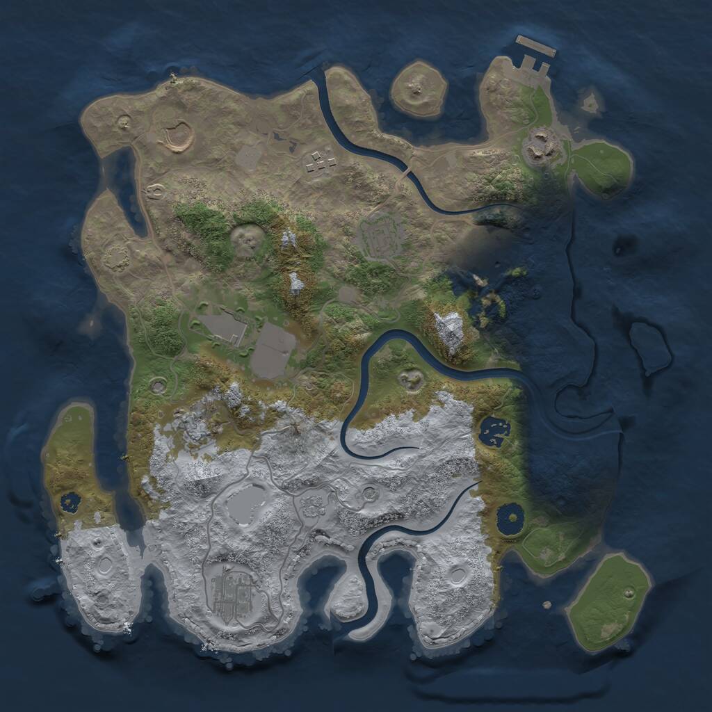 Rust Map: Procedural Map, Size: 3500, Seed: 371454, 14 Monuments