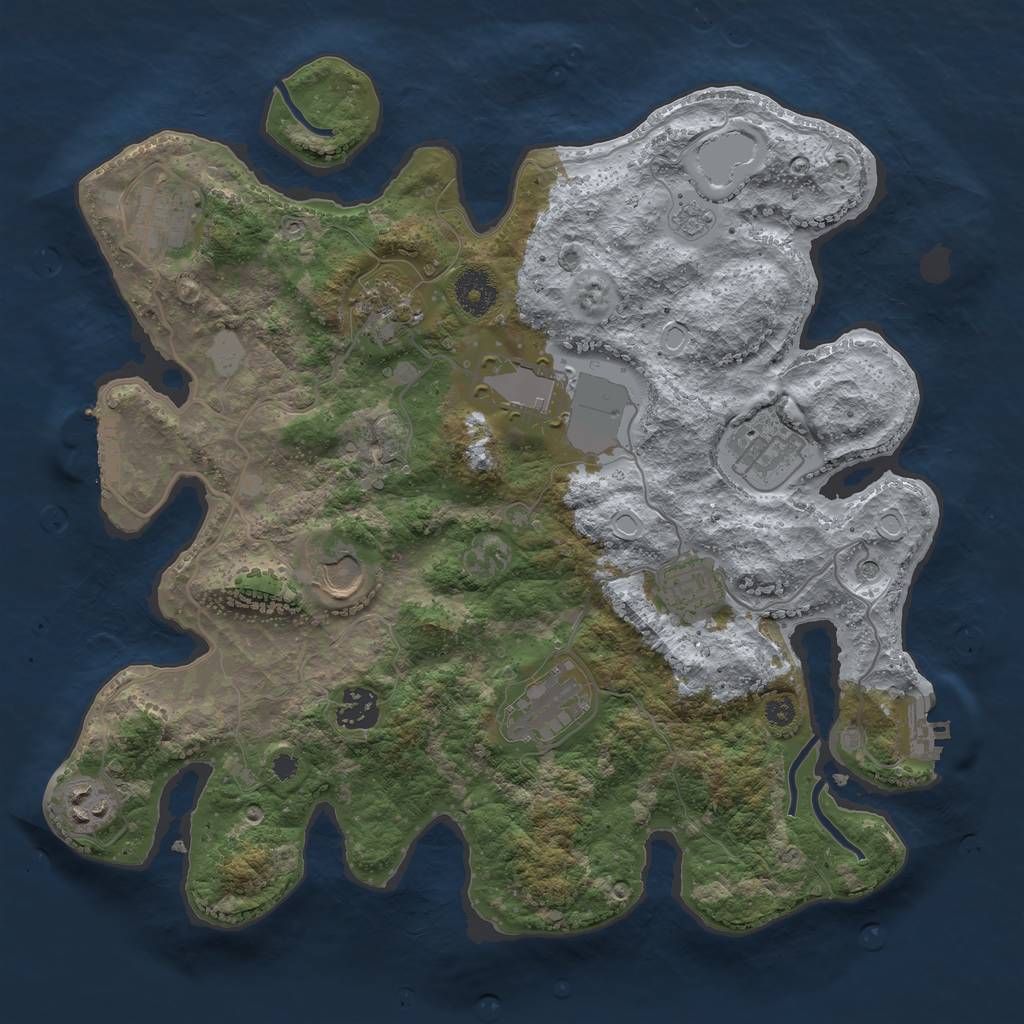 Rust Map: Procedural Map, Size: 3500, Seed: 967100, 18 Monuments