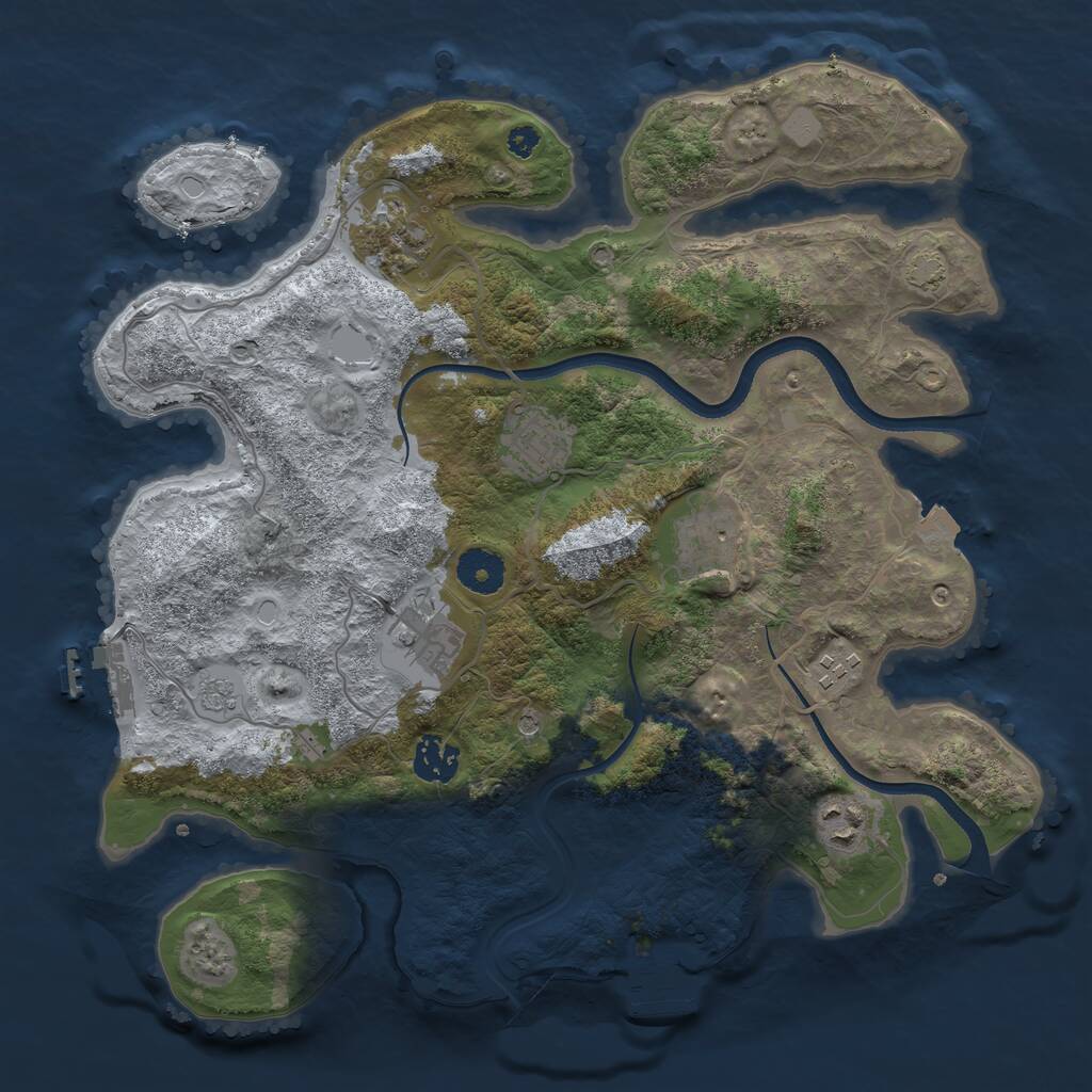 Rust Map: Procedural Map, Size: 3500, Seed: 199384359, 13 Monuments