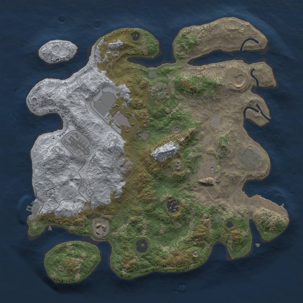 Rust Map: Procedural Map, Size: 3500, Seed: 199384359, 17 Monuments