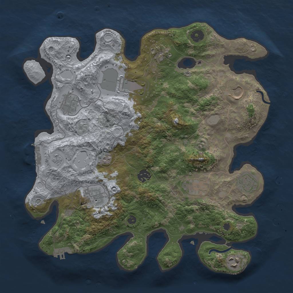 Rust Map: Procedural Map, Size: 3500, Seed: 1476149254, 19 Monuments