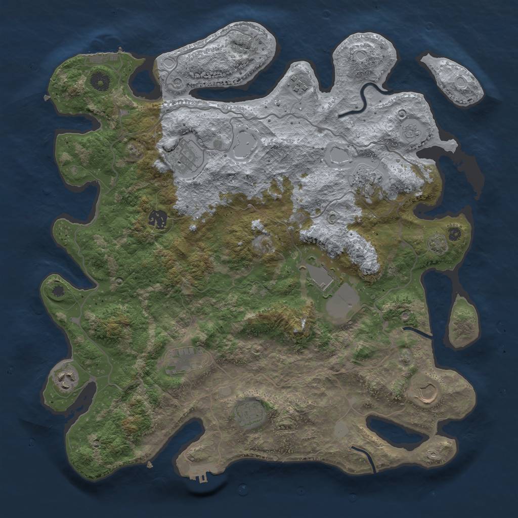 Rust Map: Procedural Map, Size: 4000, Seed: 673767181, 17 Monuments