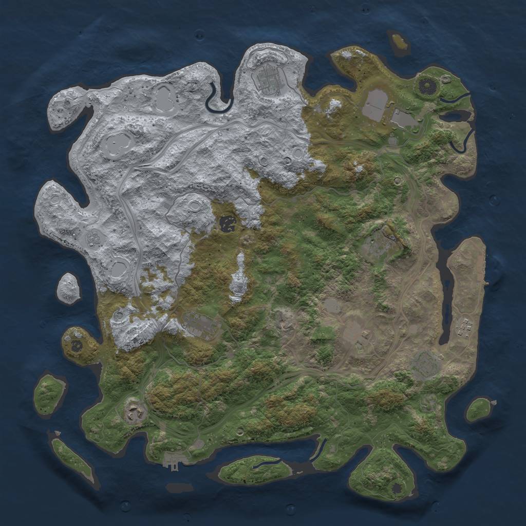 Rust Map: Procedural Map, Size: 4500, Seed: 1398513428, 18 Monuments