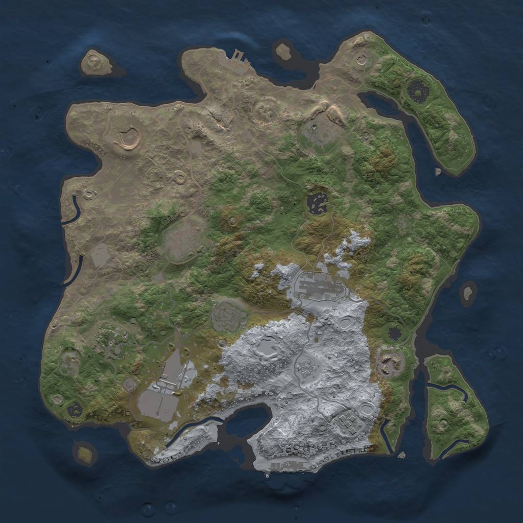 Rust Map: Procedural Map, Size: 3500, Seed: 1544882098, 17 Monuments