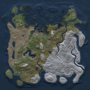 Thumbnail Rust Map: Procedural Map, Size: 4500, Seed: 59757302, 16 Monuments