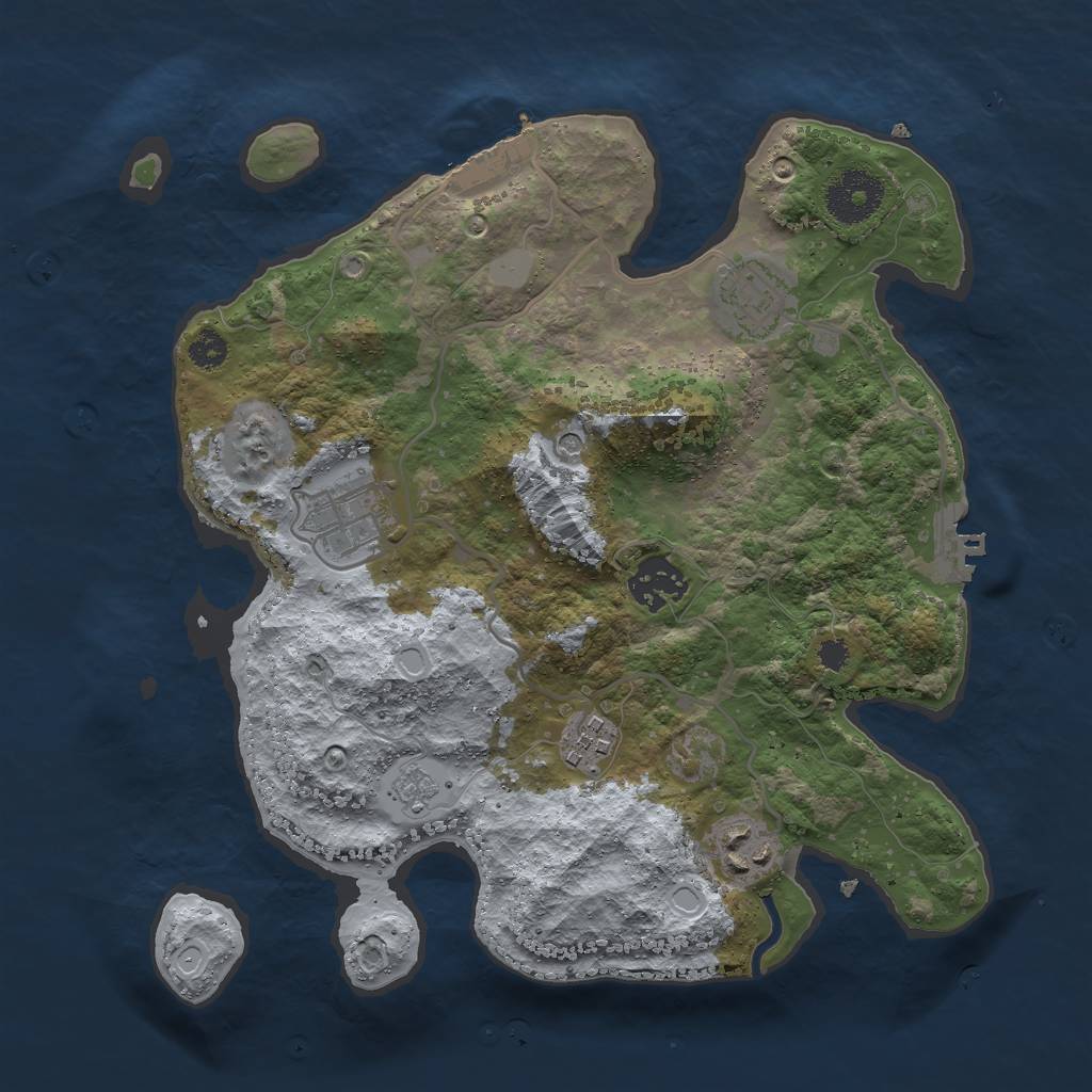 Rust Map: Procedural Map, Size: 3000, Seed: 1102374706, 14 Monuments