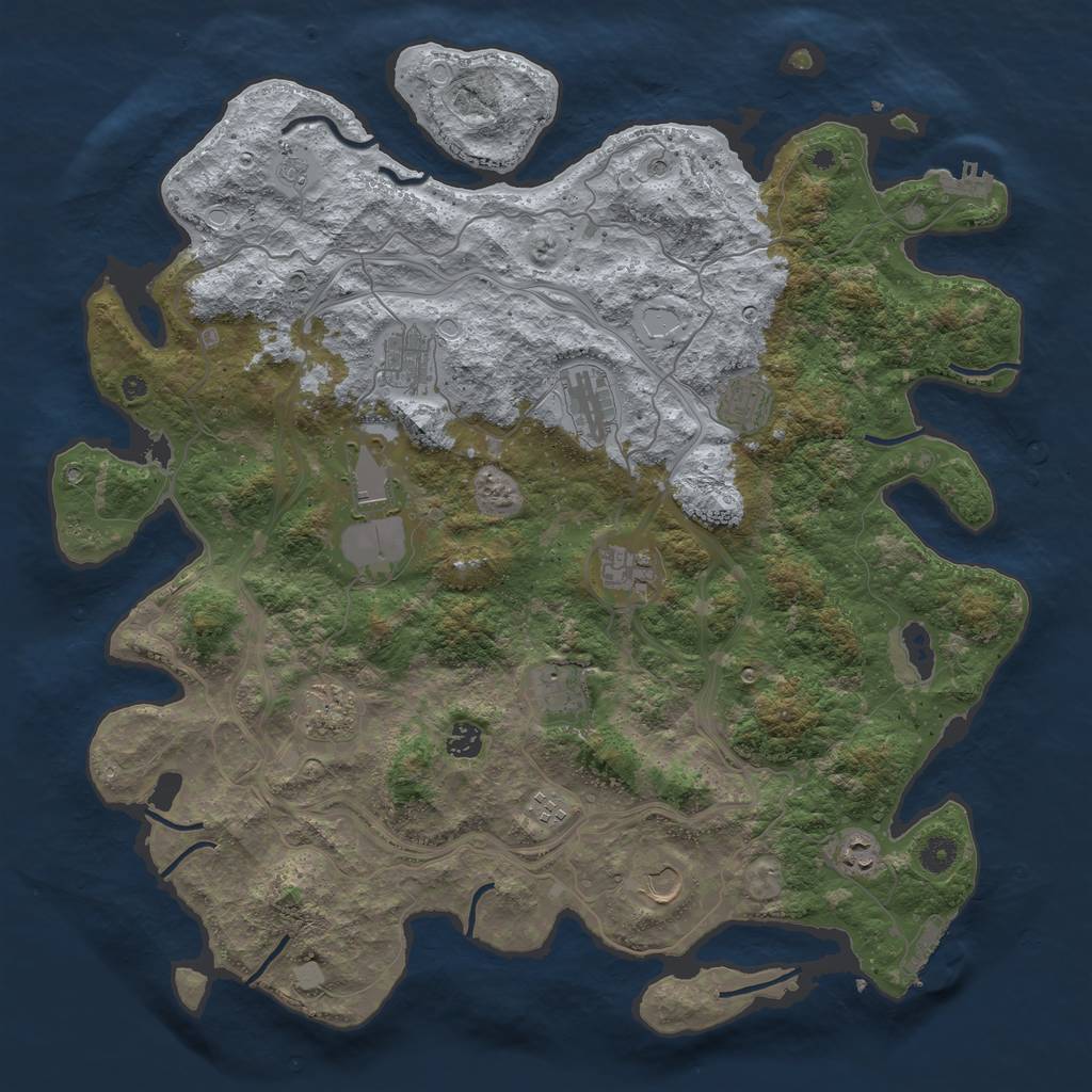Rust Map: Procedural Map, Size: 4500, Seed: 1783482904, 20 Monuments