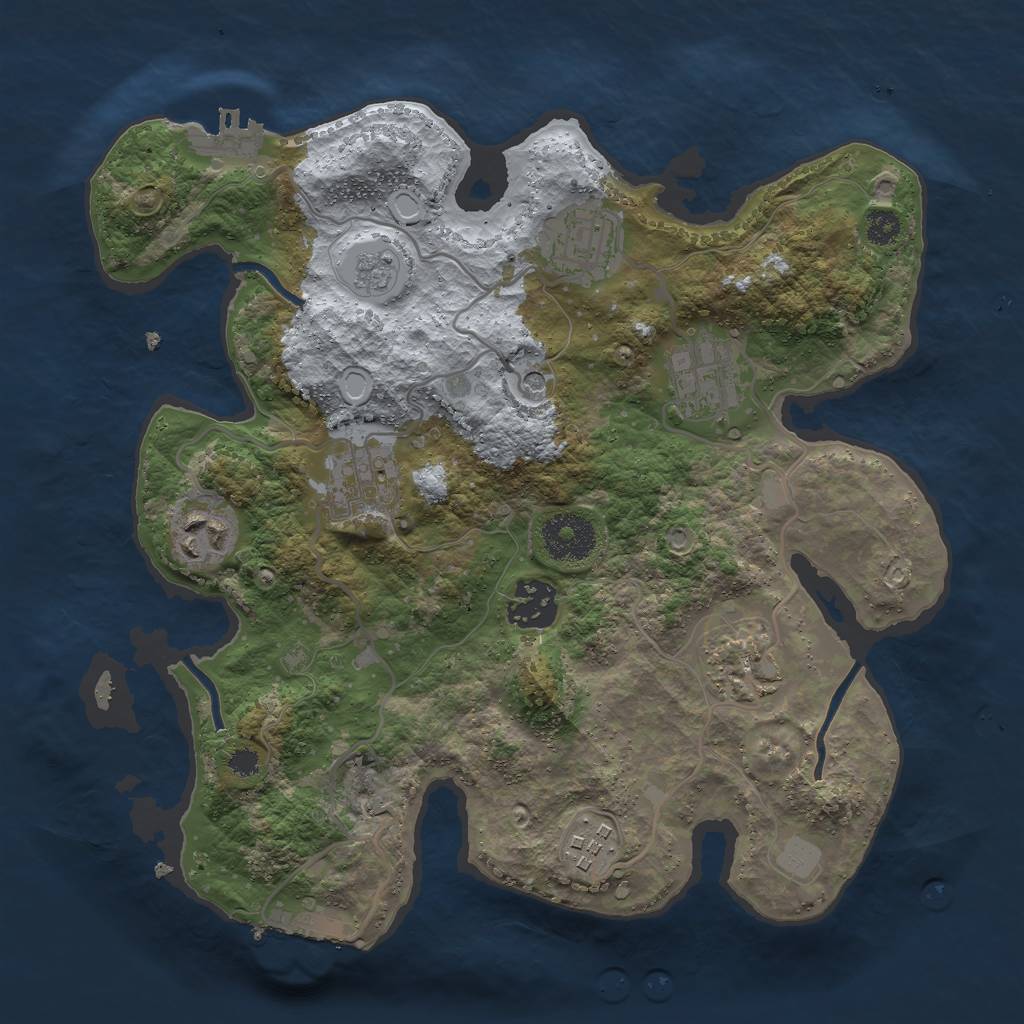 Rust Map: Procedural Map, Size: 3000, Seed: 336378063, 16 Monuments