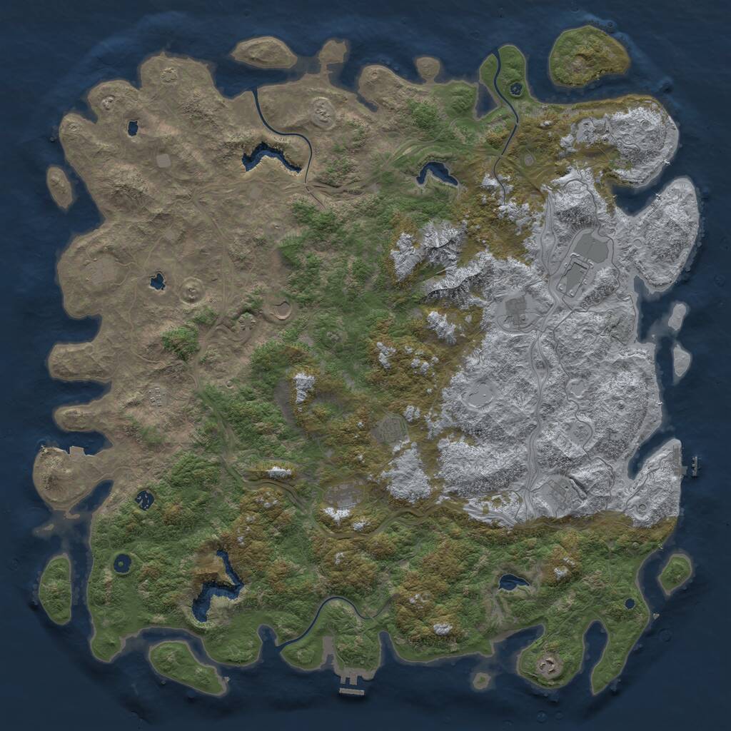 Rust Map: Procedural Map, Size: 6000, Seed: 110410741, 17 Monuments