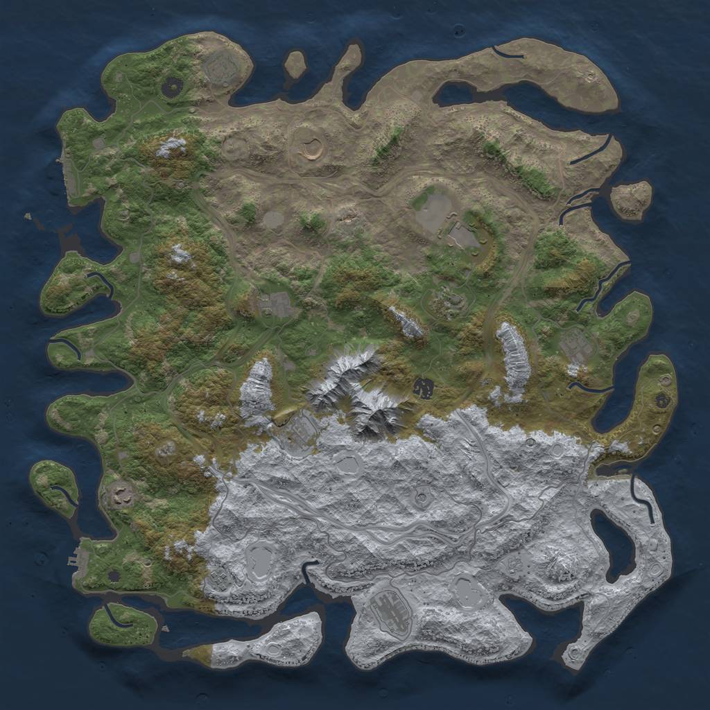 Rust Map: Procedural Map, Size: 5000, Seed: 8648725, 20 Monuments