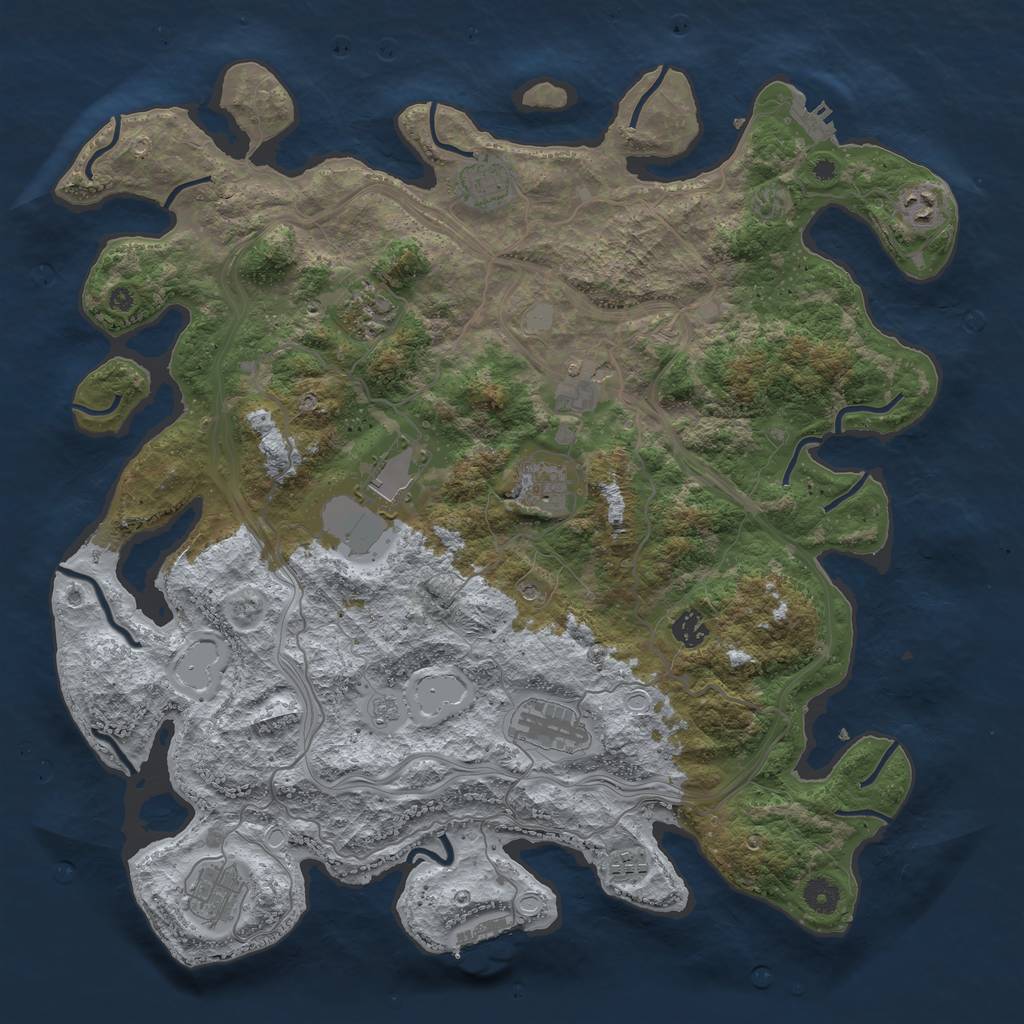 Rust Map: Procedural Map, Size: 4300, Seed: 1569555608, 17 Monuments