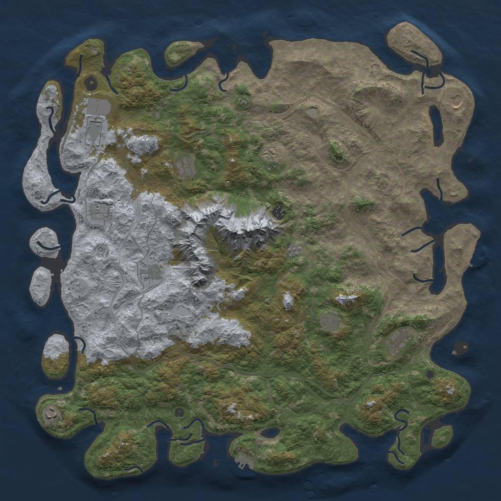 Rust Map: Procedural Map, Size: 5500, Seed: 1555885, 18 Monuments
