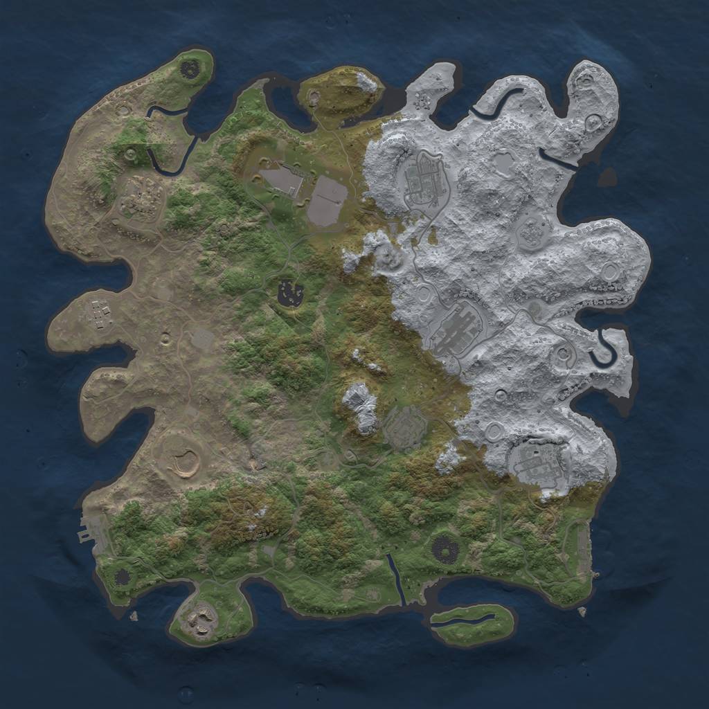 Rust Map: Procedural Map, Size: 3850, Seed: 66406632, 19 Monuments