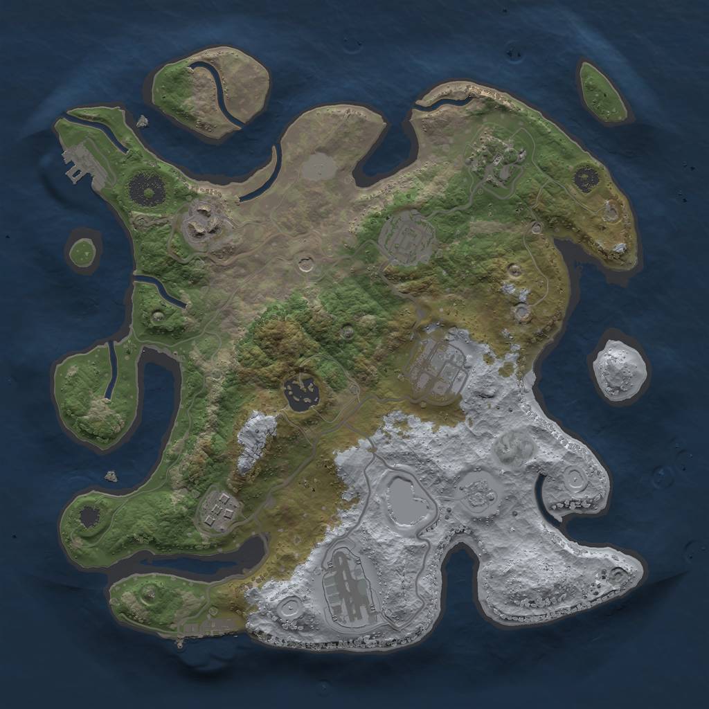 Rust Map: Procedural Map, Size: 3000, Seed: 46425276, 16 Monuments