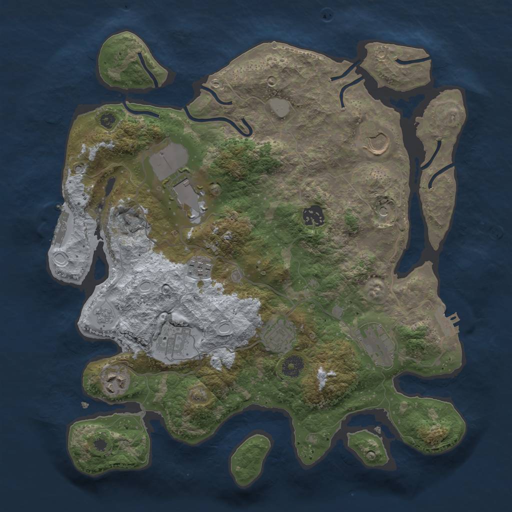 Rust Map: Procedural Map, Size: 3500, Seed: 514719046, 17 Monuments