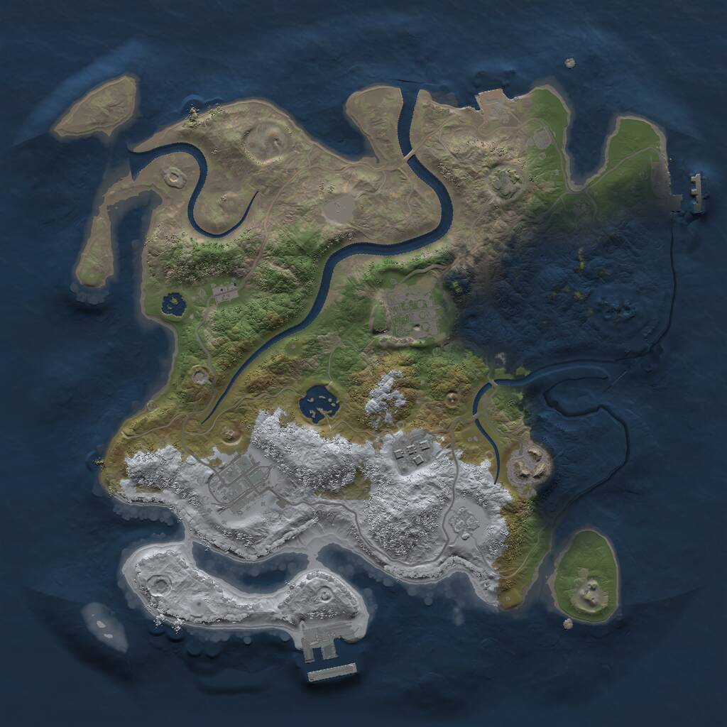 Rust Map: Procedural Map, Size: 3000, Seed: 5003, 10 Monuments