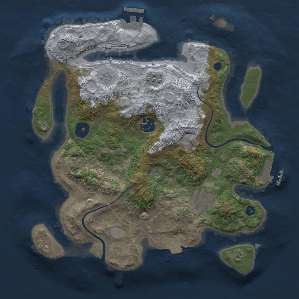 Rust Map: Procedural Map, Size: 3000, Seed: 816048381, 9 Monuments