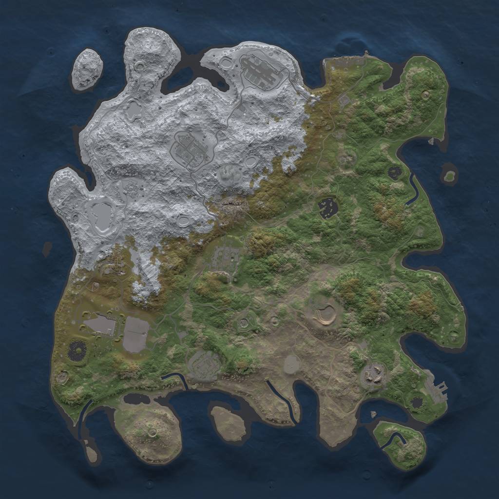 Rust Map: Procedural Map, Size: 3750, Seed: 848227835, 18 Monuments