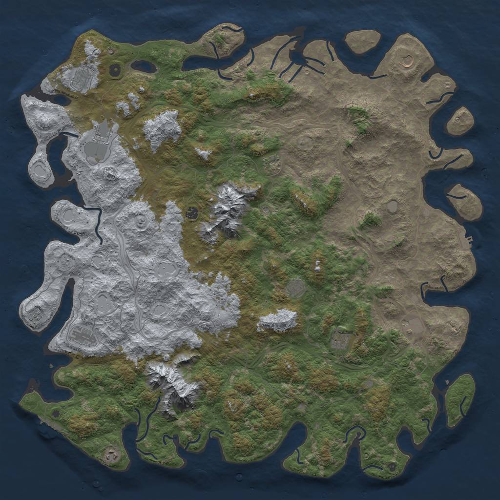 Rust Map: Procedural Map, Size: 6000, Seed: 50001, 20 Monuments