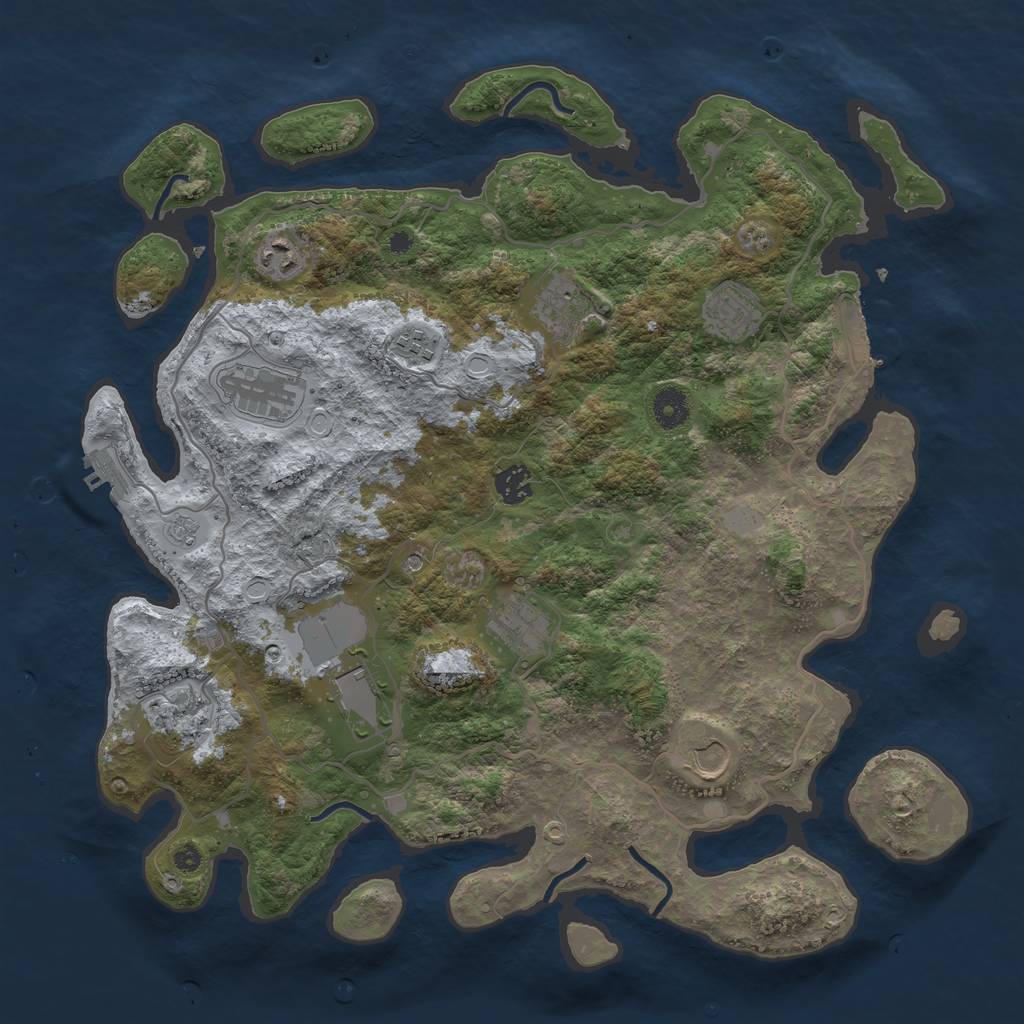 Rust Map: Procedural Map, Size: 4000, Seed: 924901787, 19 Monuments