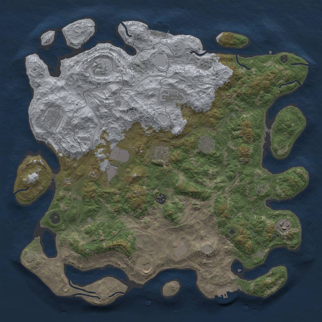Rust Map: Procedural Map, Size: 4500, Seed: 340982828, 19 Monuments