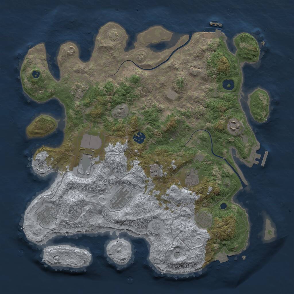 Rust Map: Procedural Map, Size: 3800, Seed: 1261119648, 15 Monuments