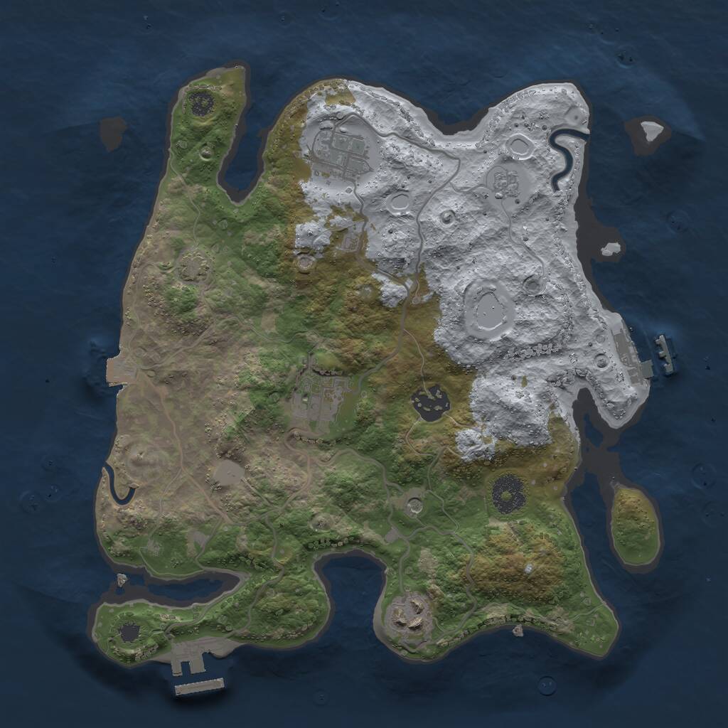 Rust Map: Procedural Map, Size: 3000, Seed: 15983132, 10 Monuments