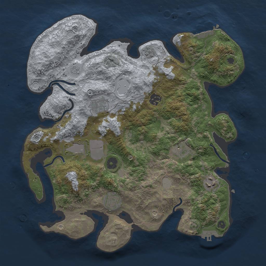 Rust Map: Procedural Map, Size: 3500, Seed: 563244960, 16 Monuments