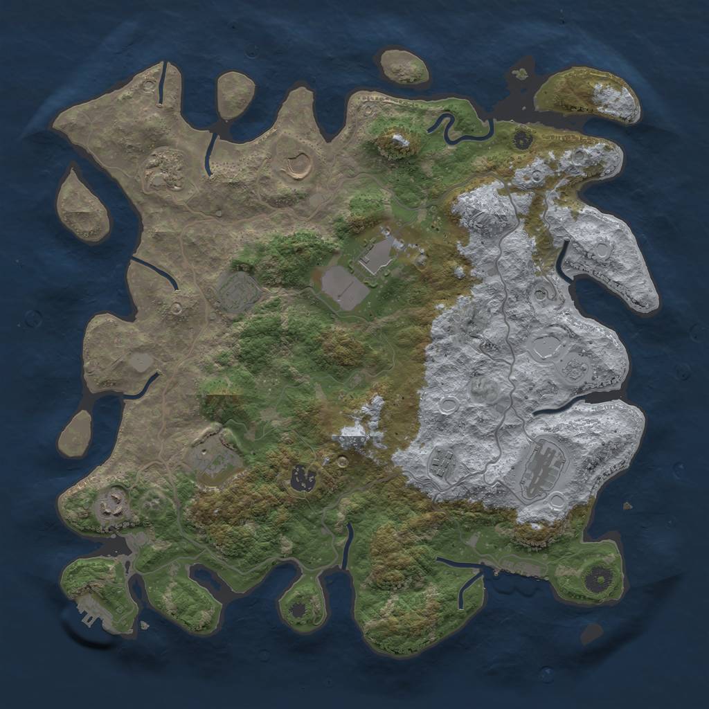 Rust Map: Procedural Map, Size: 4000, Seed: 745838794, 18 Monuments