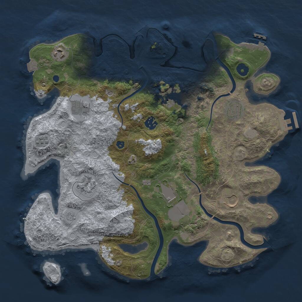 Rust Map: Procedural Map, Size: 3700, Seed: 853119818, 15 Monuments