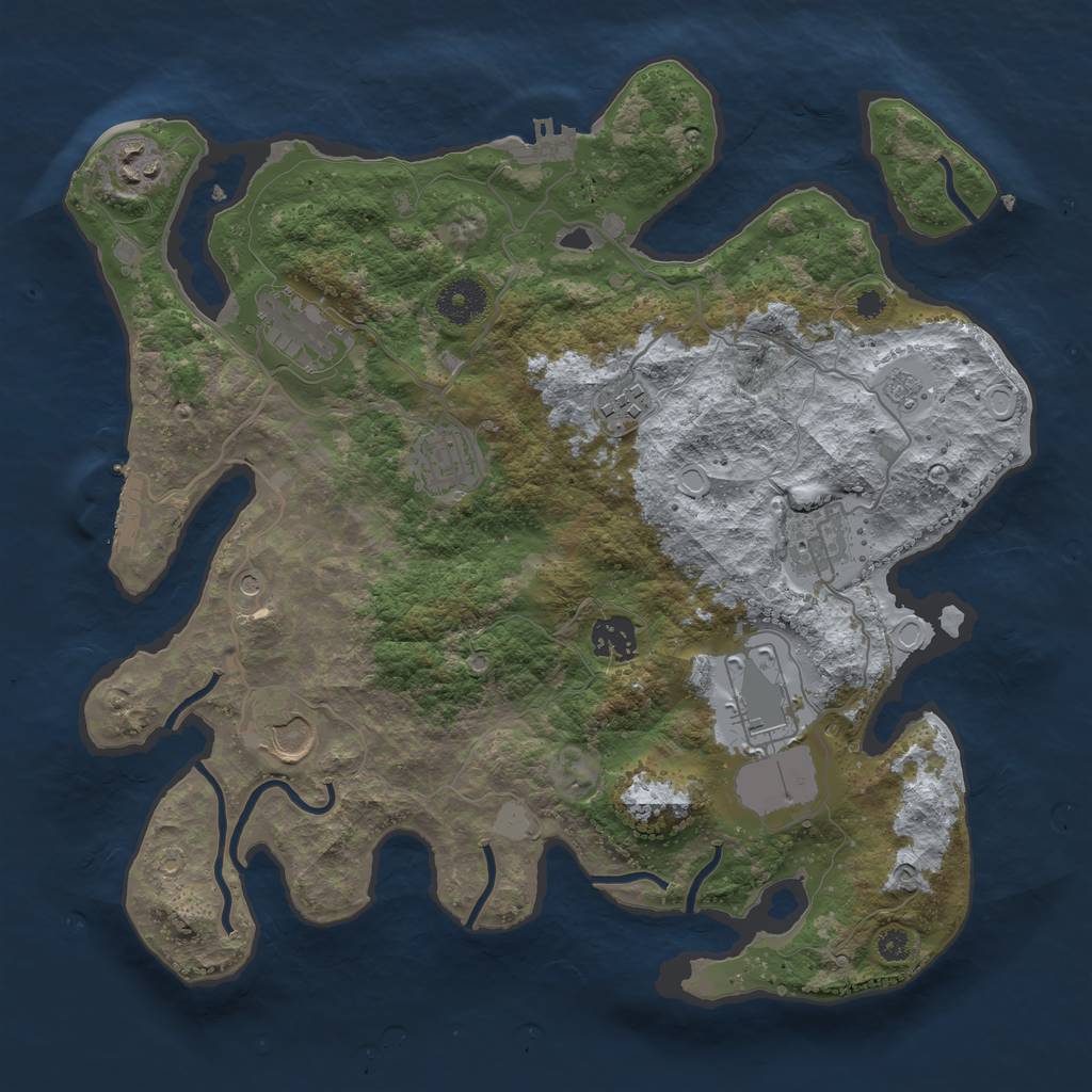Rust Map: Procedural Map, Size: 3500, Seed: 1598668635, 17 Monuments