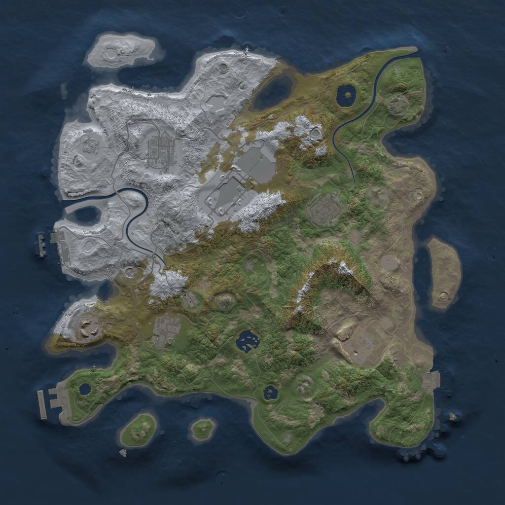 Rust Map: Procedural Map, Size: 3500, Seed: 36384935, 13 Monuments