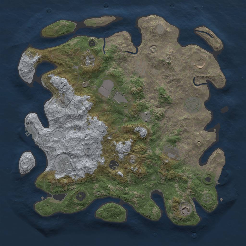 Rust Map: Procedural Map, Size: 3850, Seed: 923735002, 19 Monuments