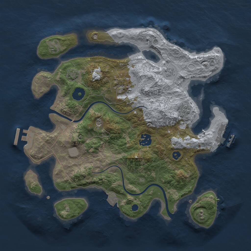 Rust Map: Procedural Map, Size: 3000, Seed: 133244394, 9 Monuments