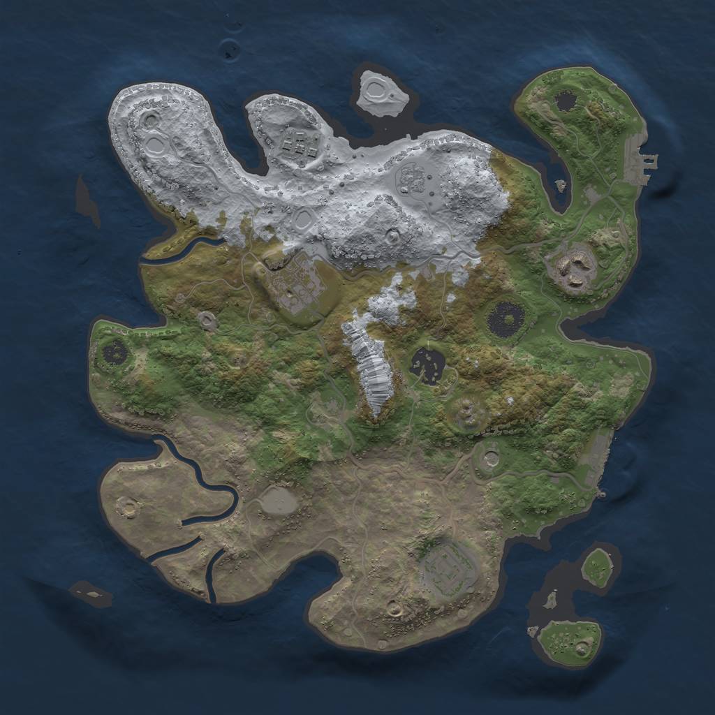 Rust Map: Procedural Map, Size: 3000, Seed: 1256865700, 14 Monuments
