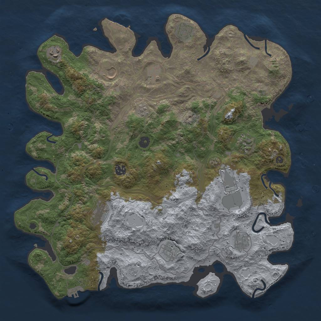 Rust Map: Procedural Map, Size: 4250, Seed: 50130970, 18 Monuments