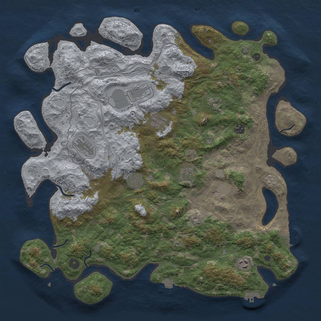 Rust Map: Procedural Map, Size: 4500, Seed: 1399125804, 18 Monuments