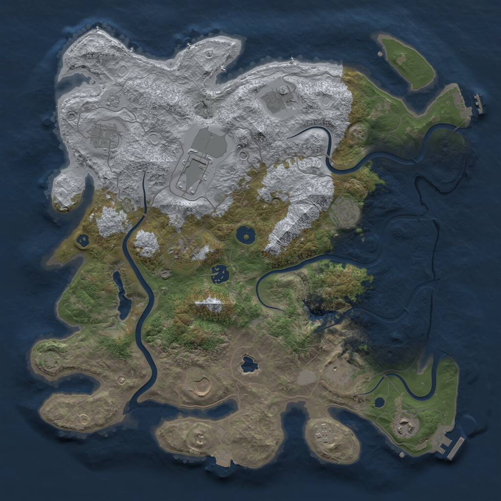 Rust Map: Procedural Map, Size: 4000, Seed: 1034754460, 16 Monuments