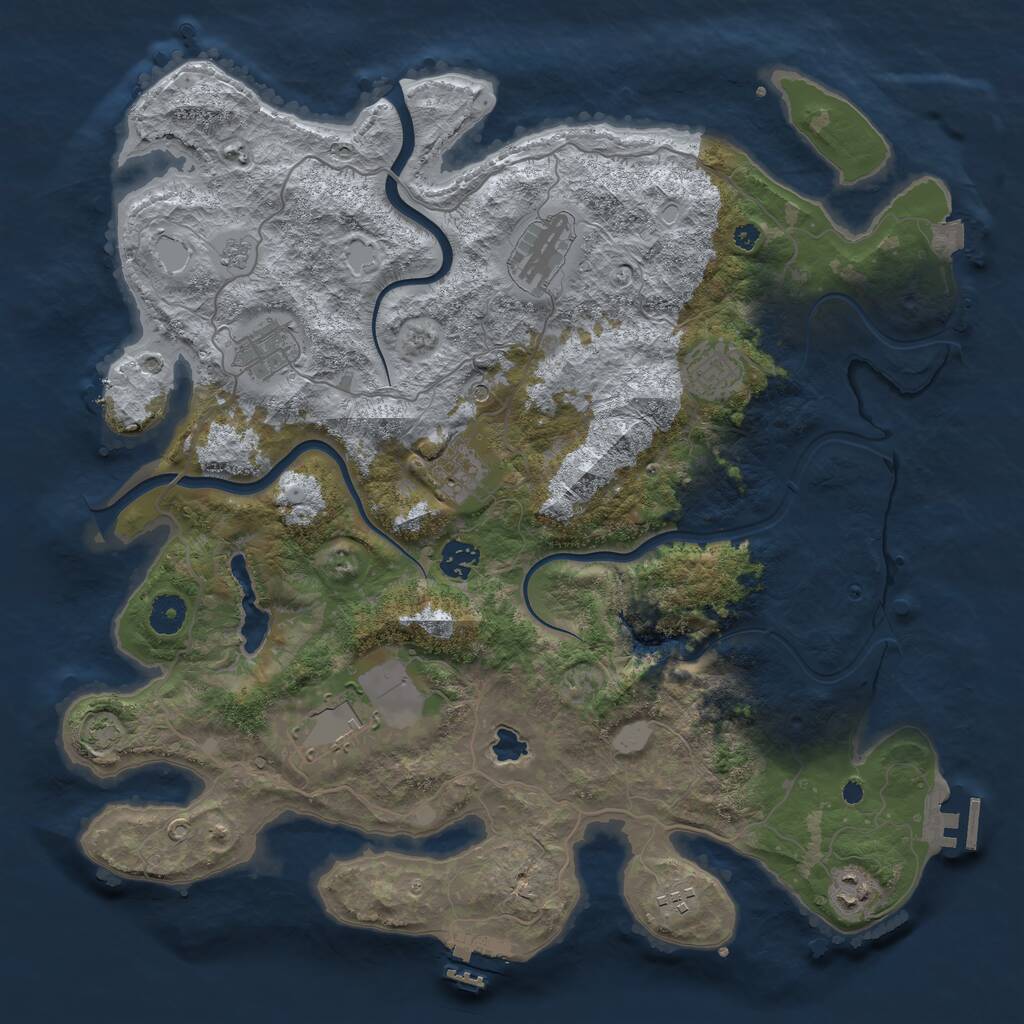 Rust Map: Procedural Map, Size: 4000, Seed: 1034754460, 14 Monuments