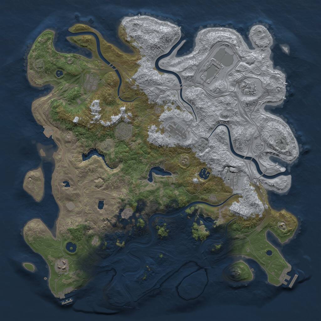 Rust Map: Procedural Map, Size: 4500, Seed: 595637273, 16 Monuments