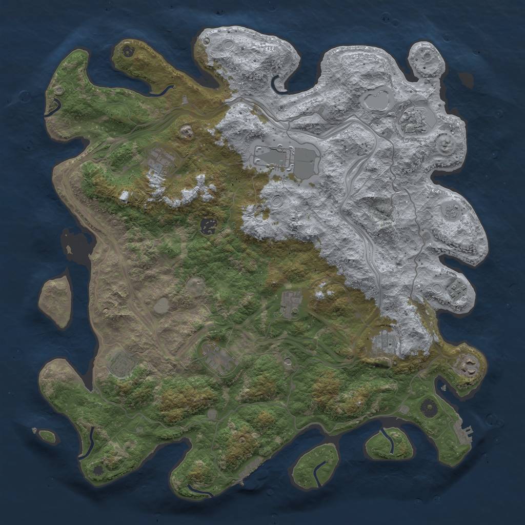Rust Map: Procedural Map, Size: 4500, Seed: 595637273, 19 Monuments